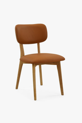 Tölgyfa bőrfotel étkezőszék valódi olasz bőrrel, fekete, Sabia